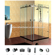Gabinetes de ferragens de chuveiro deslizantes sem molas de aço inoxidável atraentes para sistema de canto de porta dupla de 90 graus